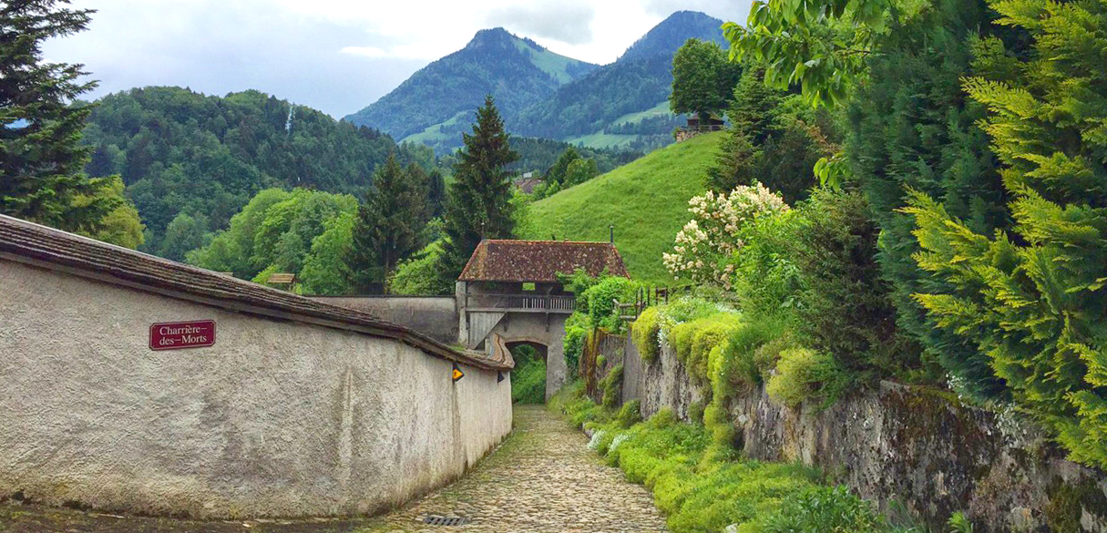 Gruyere mountain, gruyere, Saane river, Switzerland 